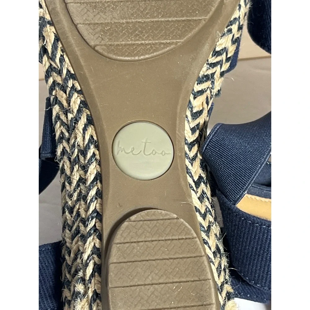 Me Too Dixie-BC Navy Blue Espadrille Wedge Sandals Bohemian 6M Elastic Straps
